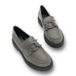 Parex Γυναικεία δερμάτινα ανατομικά loafers Γκρι - Image 4