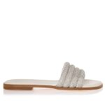 Sante γυναικεία φλατ σανδάλια με στρας 23-320-16 Off white