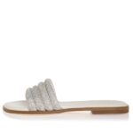 Sante γυναικεία φλατ σανδάλια με στρας 23-320-16 Off white - Image 4
