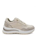 Parex Γυναικεία δερμάτινα sneakers Μπεζ