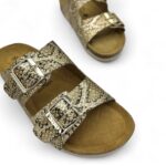 PLAKTON Γυναικείες δερμάτινες παντόφλες Glitter python - Image 5