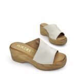 WIKERS Γυναικείες δερμάτινες παντόφλες Off white - Image 5