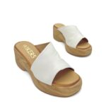 WIKERS Γυναικείες δερμάτινες παντόφλες Off white - Image 4