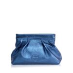 Bonendis Γυναικεία δερμάτινη τσάντα Pouch Μπλε μεταλλικό