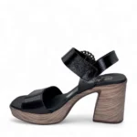 OhMySandals Γυναικεία δερμάτινα πέδιλα 5632 Μαύρο - Image 3