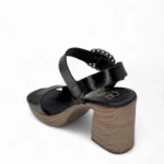 OhMySandals Γυναικεία δερμάτινα πέδιλα 5632 Μαύρο - Image 4
