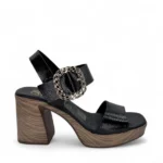 OhMySandals Γυναικεία δερμάτινα πέδιλα 5632 Μαύρο