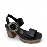 OhMySandals Γυναικεία δερμάτινα πέδιλα 5632 Μαύρο - Image 2