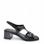 OhMySandals Γυναικεία δερμάτινα πέδιλα 5615 Μαύρο