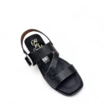 OhMySandals Γυναικεία δερμάτινα πέδιλα 5581 Μαύρο - Image 5