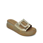 REPO Γυναικεία δερμάτινα flatforms 138 Ταμπά-χρυσό - Image 5