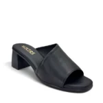 Wikers Γυναικεία δερμάτινα ανατομικά mules 156 Μαύρο - Image 2