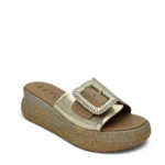REPO Γυναικεία δερμάτινα flatforms 138 Ταμπά-χρυσό - Image 2