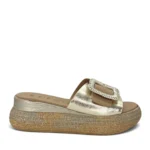 REPO Γυναικεία δερμάτινα flatforms 138 Ταμπά-χρυσό