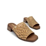 Wikers Γυναικεία δερμάτινα ανατομικά mules 878 Ταμπά - Image 4