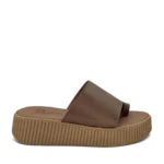 Parex Γυναικεία δερμάτινα flatforms 533 Καφέ