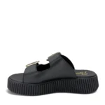 Parex Γυναικεία δερμάτινα flatforms 115 Μαύρο - Image 3