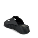 Parex Γυναικεία δερμάτινα flatforms 115 Μαύρο - Image 4