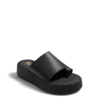 Parex Γυναικεία δερμάτινα flatforms 533 Μαύρο - Image 2