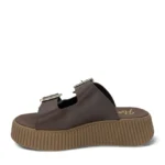 Parex Γυναικεία δερμάτινα flatforms 115 Καφέ - Image 3