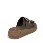 Parex Γυναικεία δερμάτινα flatforms 115 Καφέ - Image 5