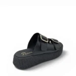 Parex Γυναικεία δερμάτινα flatforms 115 Μαύρο - Image 5